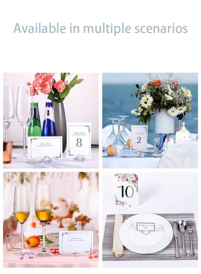 حامل بطاقات مكان من الألماس مكون من 18 قطعة، حامل بطاقات طاولة من الكريستال الأكريليكي لحفلات الزفاف وديكورات الحفلات وحفلات استقبال المولود وديكورات الطاولة (شفاف) - Image 4