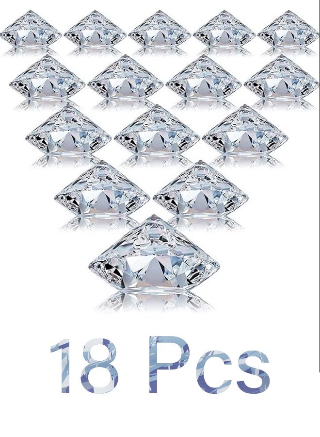 حامل بطاقات مكان من الألماس مكون من 18 قطعة، حامل بطاقات طاولة من الكريستال الأكريليكي لحفلات الزفاف وديكورات الحفلات وحفلات استقبال المولود وديكورات الطاولة (شفاف) - Image 1