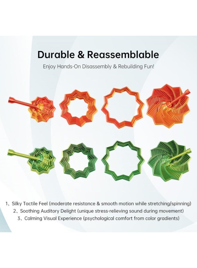 Meetion 3D Printed Sensory Fidget Star,Dual Motion Fidget Toy with Reinforced Handle Color-Changing Spiral Finger Toy with Auditory Feedback, ADHD Anxiety Relief Desk Toy for Office Gifts (Blue-Green) - Image 5