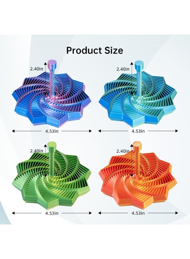 Meetion 3D Printed Sensory Fidget Star,Dual Motion Fidget Toy with Reinforced Handle Color-Changing Spiral Finger Toy with Auditory Feedback, ADHD Anxiety Relief Desk Toy for Office Gifts (Blue-Green) - Image 3