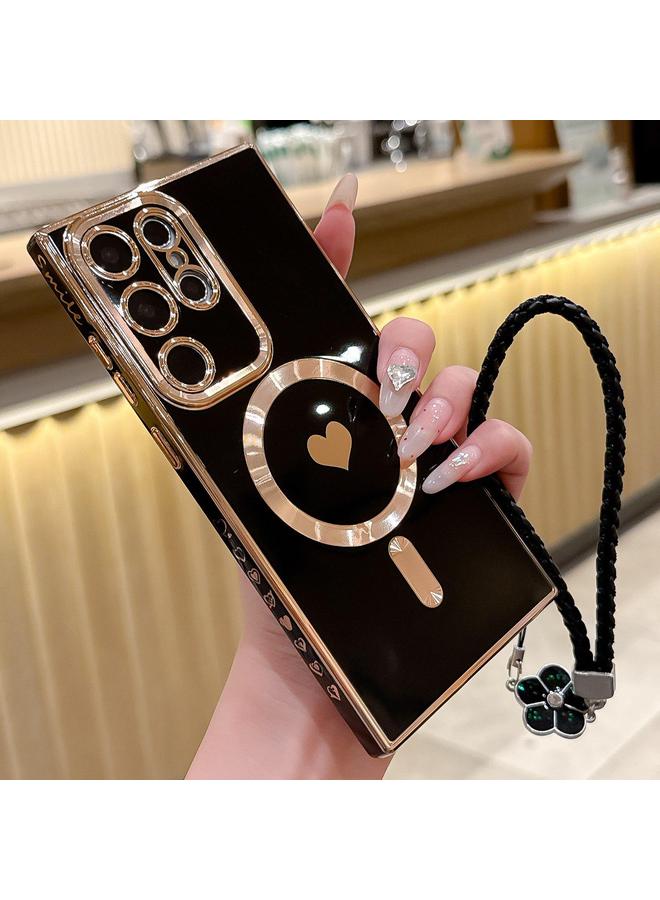 S-TOP Case For Samsung Galaxy S22 Ultra 5G Pupil Side Heart MagSafe Electroplating Phone Case with Lanyard - Image 1