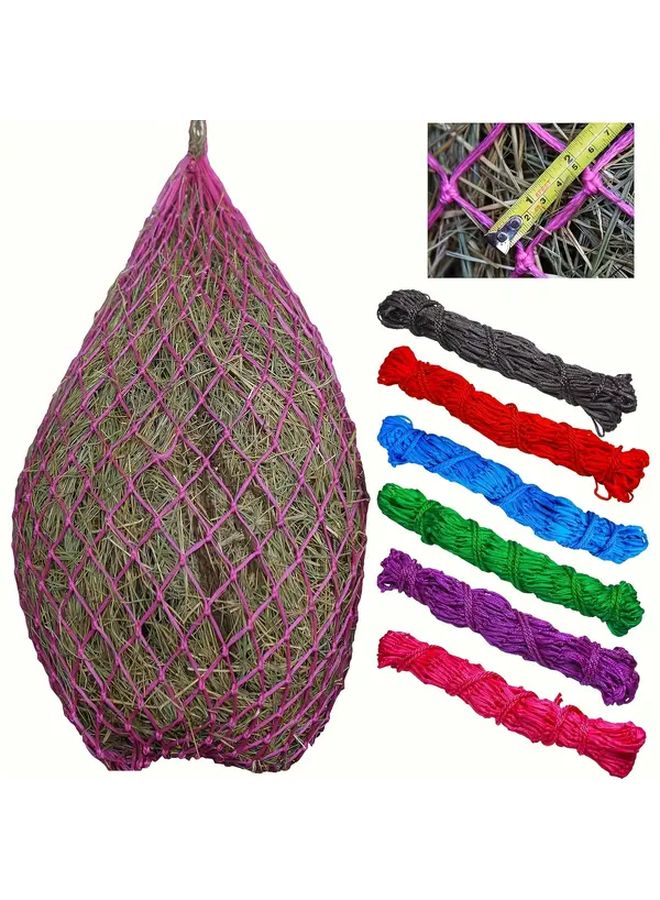 Heavy Duty Slow Feed Hay Net For Horses Blue Large Capacity Tear Resistant Nylon Mesh - Image 1