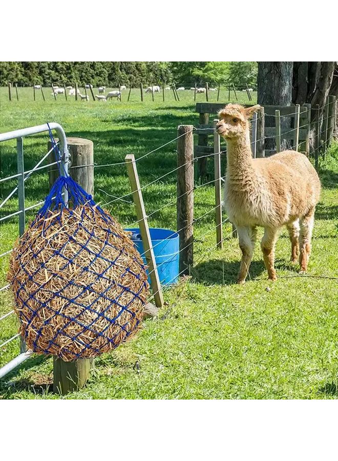Heavy Duty Slow Feed Hay Net For Horses Blue Large Capacity Tear Resistant Nylon Mesh - Image 3