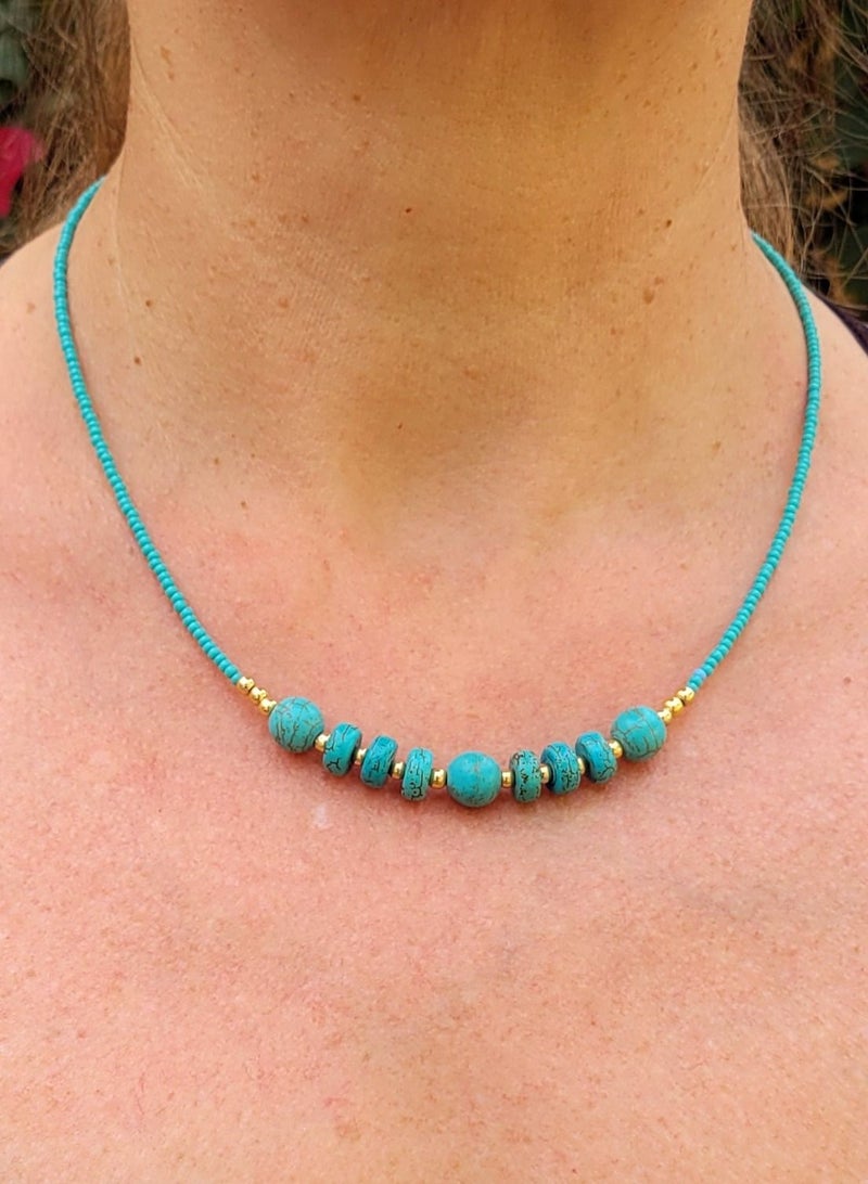 Alwan Necklace with 9 Turquoise Stones - Image 3