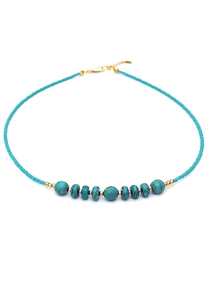 Alwan Necklace with 9 Turquoise Stones - Image 1
