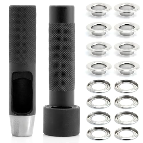 CRAFTMEMORE 3/8" Grommet Tool Kit Eyelet Setting Tool Grommet Setter Hole Punch Cutter & Pack of 10 Grommets (3/8" (10mm) Inside Diameter) - Image 1
