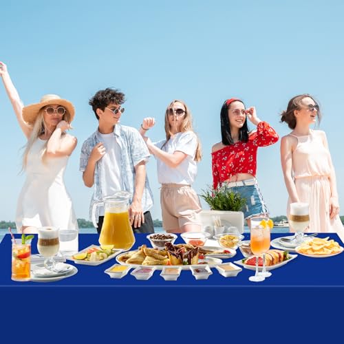 WNINK 2 Pack Royal Blue Tablecloths Disposable Table Covers 54" x 108" Table Cloths for BBQ Birthday Picnic Bridal Shower Wedding Plastic Table Cloths for Parties Fits 6 to 8 Foot Rectangle Tables - Image 4