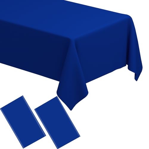 WNINK 2 Pack Royal Blue Tablecloths Disposable Table Covers 54" x 108" Table Cloths for BBQ Birthday Picnic Bridal Shower Wedding Plastic Table Cloths for Parties Fits 6 to 8 Foot Rectangle Tables - Image 1