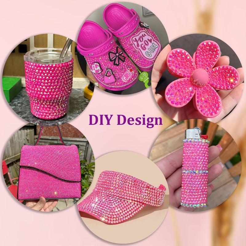 TINKRSTUFF 25000Pcs Resin Jelly Rhinestones with Tweezers for Crafting, Hot Pink AB Flatback Gems, Bedazzling Crystal with 3Pcs 10ml B7000 Jewelry Glue for DIY Crafts Clothing Tumblers Shoes Fabric Nail Art - Image 4