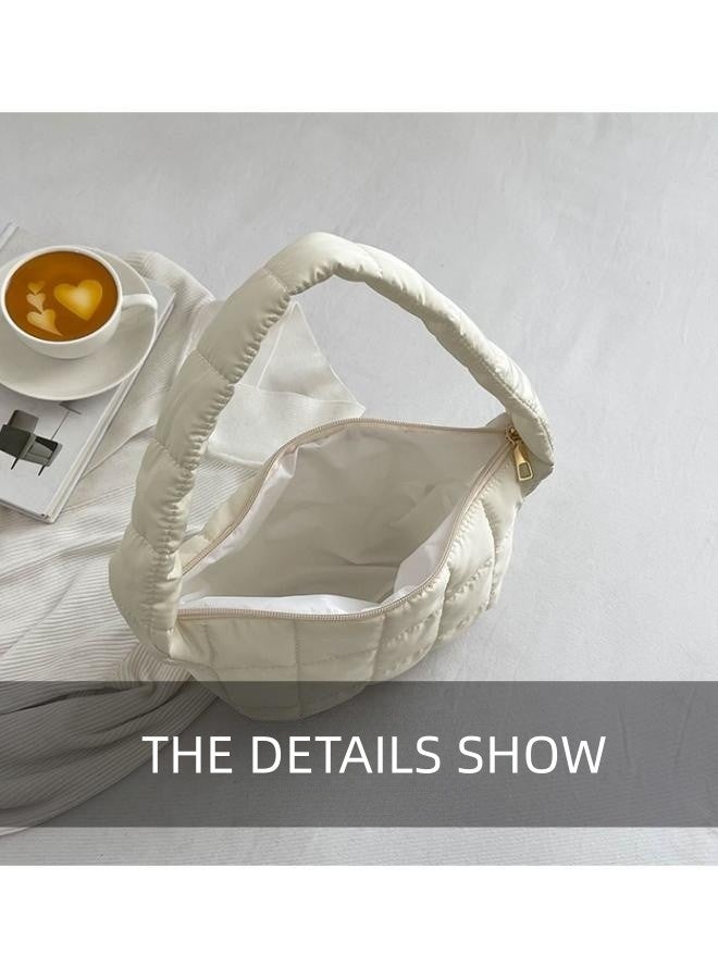 WAOKN Small Crossbody Bag for Women, Elegant Clutch Purse, Pleated Underarm Bag Ladies Handbags Clutch Purse with Adjustable Strap,Girls Fashion Crossbody Bag, Teen Underarm Bag, Shoulder Bag, Clutch Bag, Simple Retro Solid Color Side Bag Carrying Bag for College Students,for Runing, Shopping, Travel,White  - Image 4