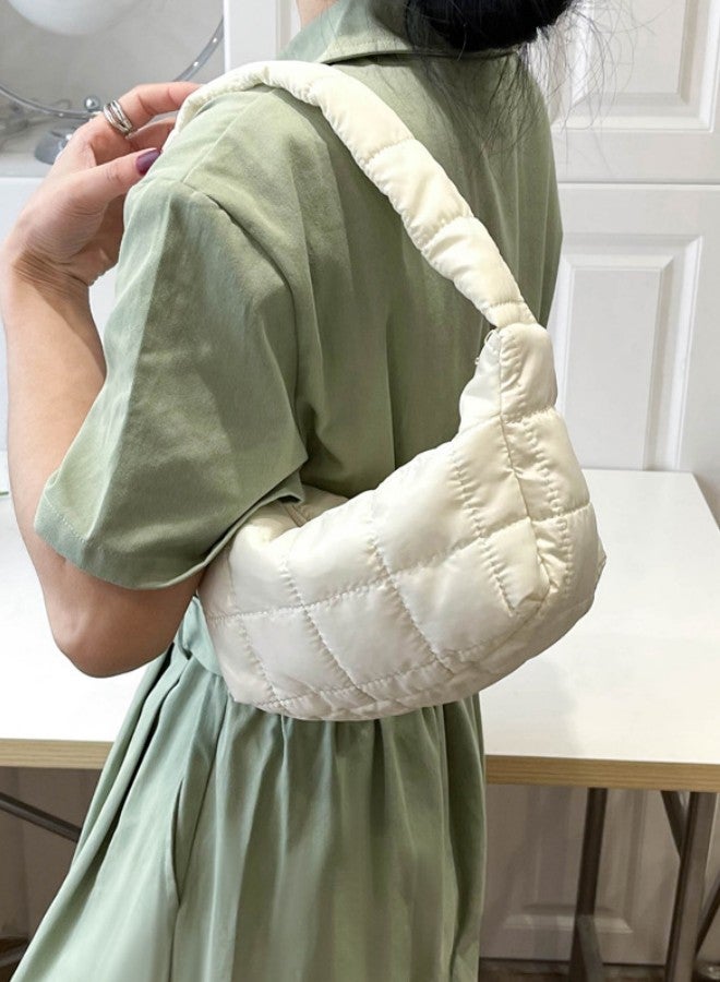 WAOKN Small Crossbody Bag for Women, Elegant Clutch Purse, Pleated Underarm Bag Ladies Handbags Clutch Purse with Adjustable Strap,Girls Fashion Crossbody Bag, Teen Underarm Bag, Shoulder Bag, Clutch Bag, Simple Retro Solid Color Side Bag Carrying Bag for College Students,for Runing, Shopping, Travel,White  - Image 2