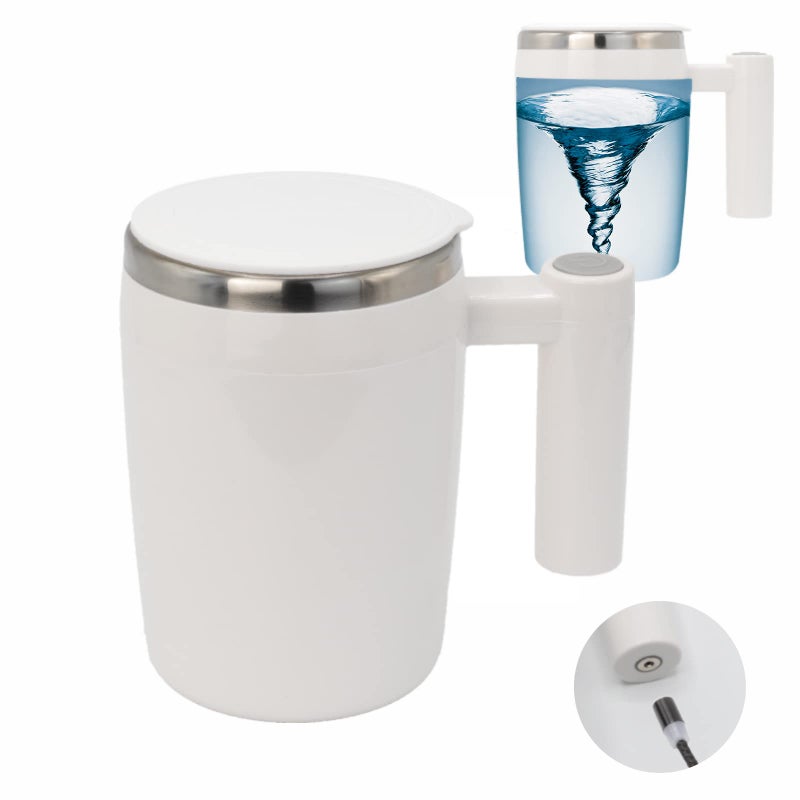 daasigwaa Rechargeable Self Stirring Mug - Magnetic Electric Auto Mixing Stainless Steel Cup for Office/Kitchen/Travel/Home Coffee/Tea/Hot Chocolate/Milk-430 ml/14.5 oz(White) - Image 1