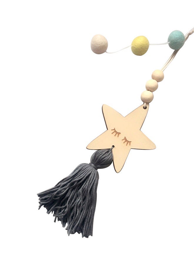 NIBEMINENT Nordic Style Star Tassel Wall Hanging Ornament Grey/Beige 15cm