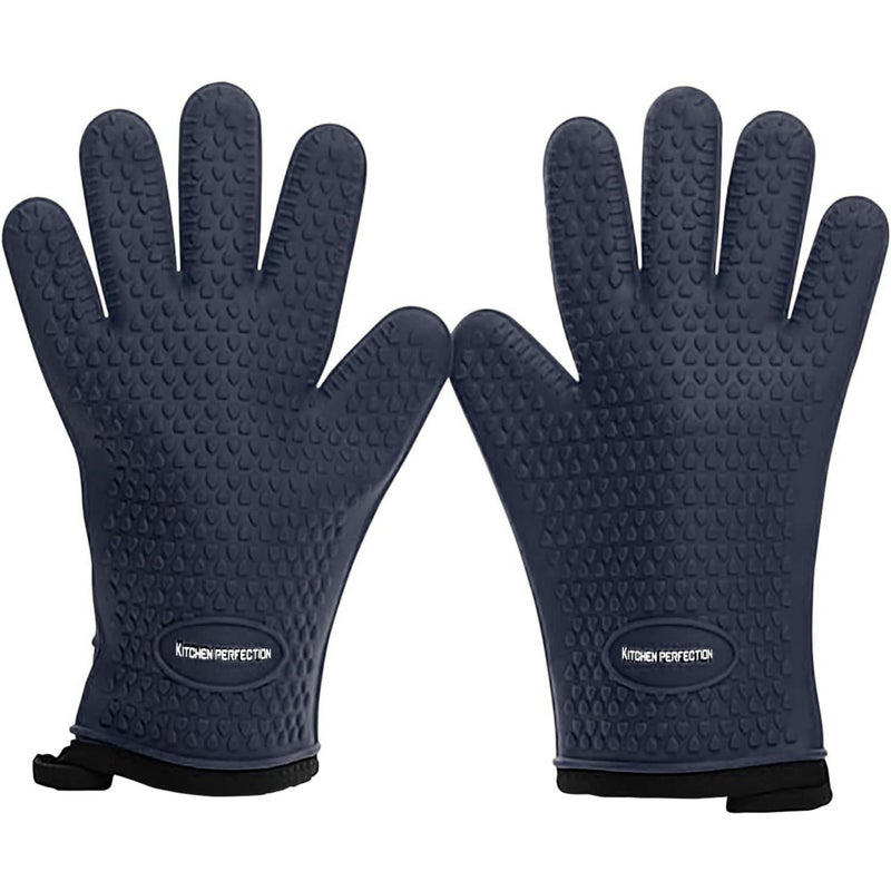 KITCHEN PERFECTION Silicone Smoker Oven Gloves - Extreme Heat Resistant BBQ Gloves - Handle Hot Food Right on Your Smoker Grill Fryer Pit | Waterproof Oven Mitts | Superior Value Set + 3 Bonuses - Image 1