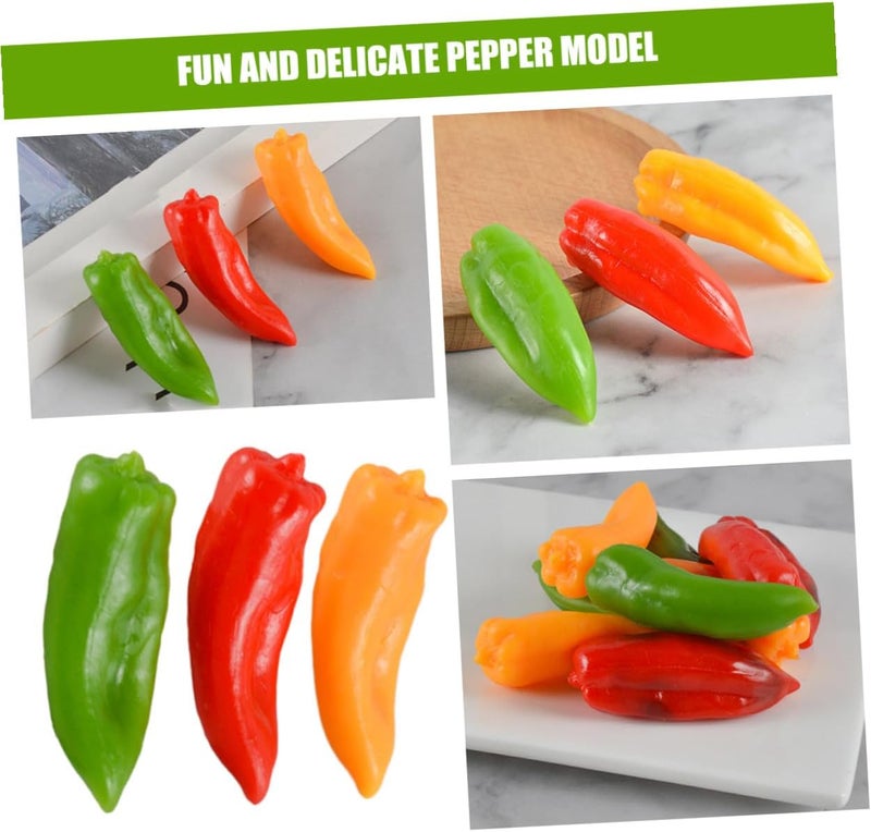 Kichvoe Simulation Chili Peppers 12pcs Set PVC Artificial Fake Chili Peppers Realistic Vegetable Model Decoration for Home Kitchen Party Photo Props - Image 3