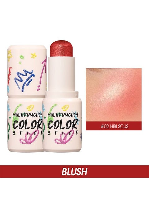 Blush，Moisture and Lightweight Highlighters Makeup Stick，Blendable and Smooth 02 Hibi Scus