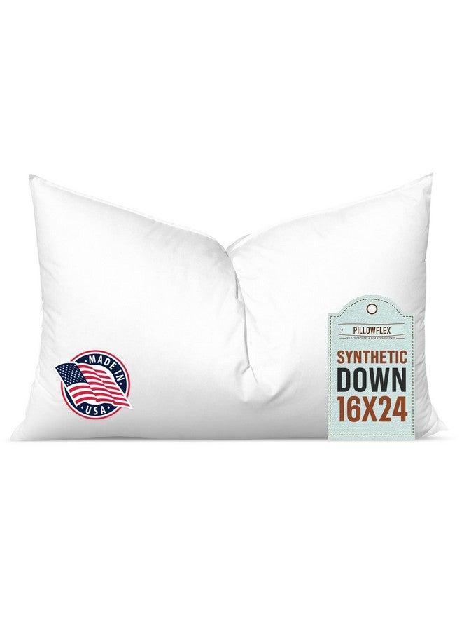PILLOWFLEX Pillowflex Synthetic Down Pillow Insert - 16x24 Down Alternative Pillow, Ultra Soft, Large Standard Rectangle, Lumbar, Back, Sleeping Pillow - 1 Decorative Pillow Form  - Image 1