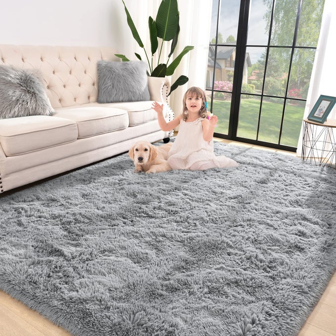 SUPER SOFT SHAGGY RUG FOR BEDROOM 3X5 FEET FLUFFY CARPET FOR LIVING ROOM FUZZY INDOOR PLUSH AREA RUG FOR HOME DECOR FURRY FLOOR RUGS FOR DORM KIDS NURSERY RUG FOR GIRLS GREY
