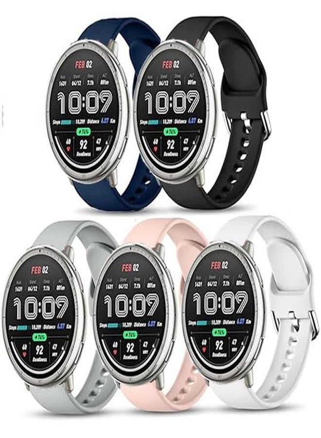 Xininyia Compatible with Amazfit Active 2 & Active 2 Square Watch Bands 20mm, Replacement Soft Adjustable Straps Quick Release Silicone Wristbands (5-PACK) - Image 1