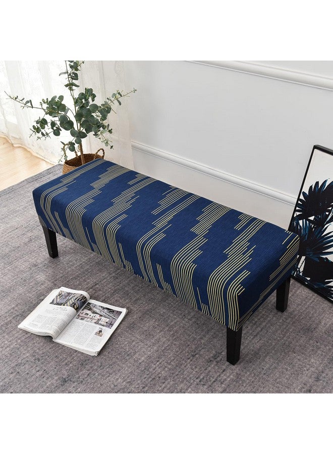 House of Quirk Stretchable Dining Bench Cover - Soft, Washable, Elastic Slipcover for Dining Room Furniture, Fits Standard Benches, Protective & Stylish Seat Cover (Blue Dazzle) - Image 2