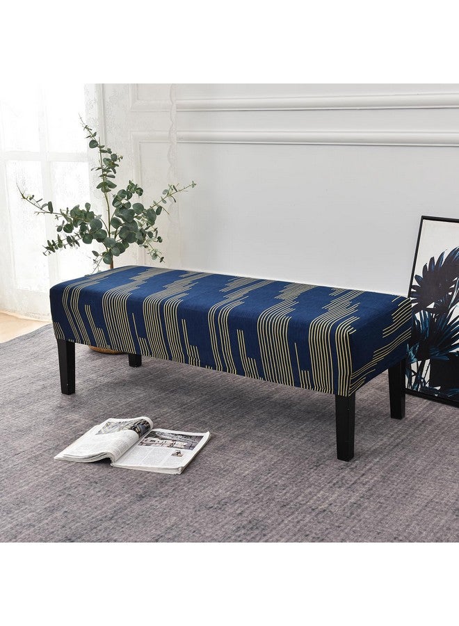 House of Quirk Stretchable Dining Bench Cover - Soft, Washable, Elastic Slipcover for Dining Room Furniture, Fits Standard Benches, Protective & Stylish Seat Cover (Blue Dazzle) - Image 1