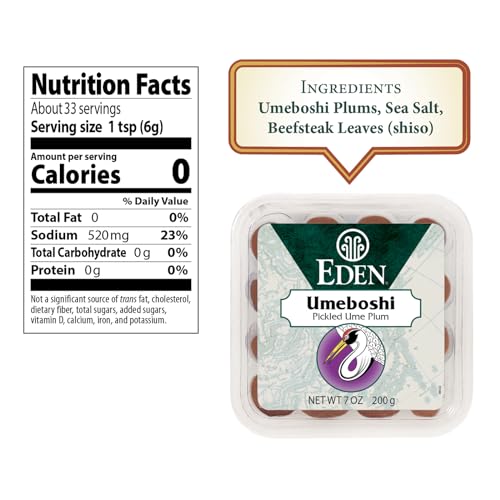 Eden Umeboshi Plum, Japanese Pickled Plum, Wakayama Grown, Whole, Traditionally Made in Japan, No MSG, No Chemical Additives, 7.05 oz - Image 2