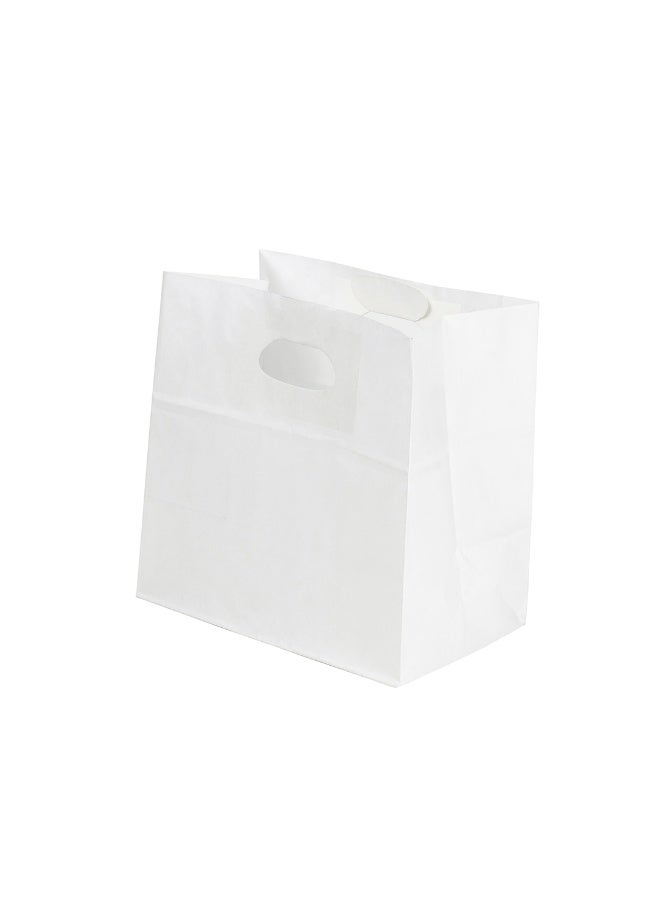 Restaurantware Bag Tek 11 x 7 Inch Paper Take Out Bags, 100 With Handles Paper Shopping Bags - Rectangle, Medium, White Paper Gift Bags, Sturdy, For Shopping, Parties, Or Take Out - Image 1