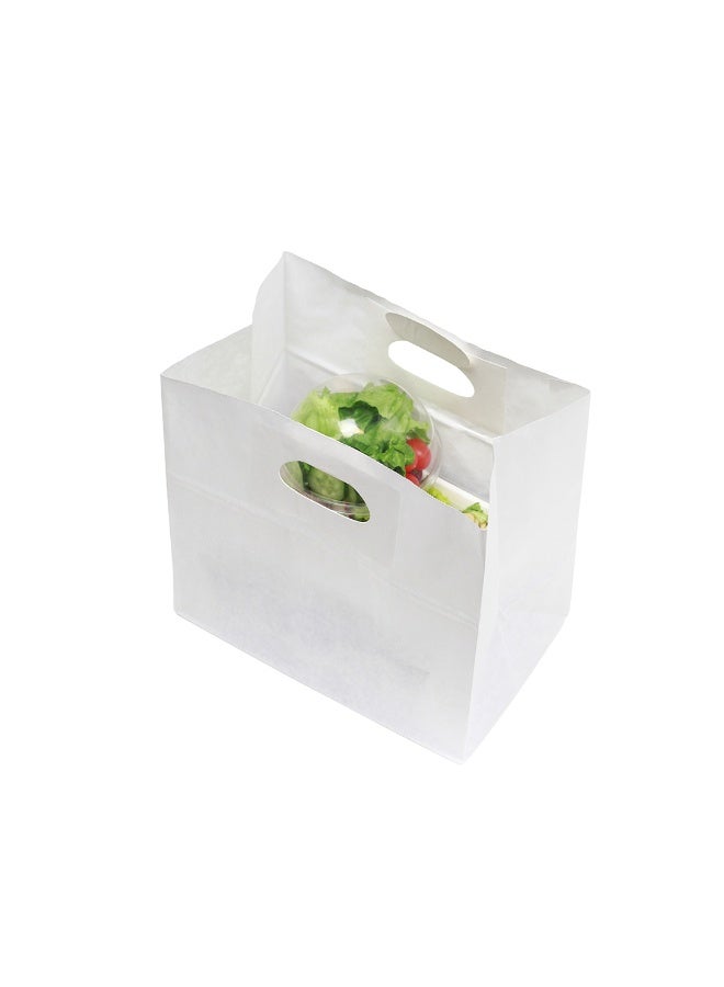 Restaurantware Bag Tek 11 x 7 Inch Paper Take Out Bags, 100 With Handles Paper Shopping Bags - Rectangle, Medium, White Paper Gift Bags, Sturdy, For Shopping, Parties, Or Take Out - Image 2