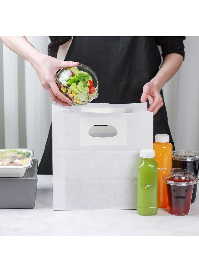 Restaurantware Bag Tek 11 x 7 Inch Paper Take Out Bags, 100 With Handles Paper Shopping Bags - Rectangle, Medium, White Paper Gift Bags, Sturdy, For Shopping, Parties, Or Take Out - Image 4