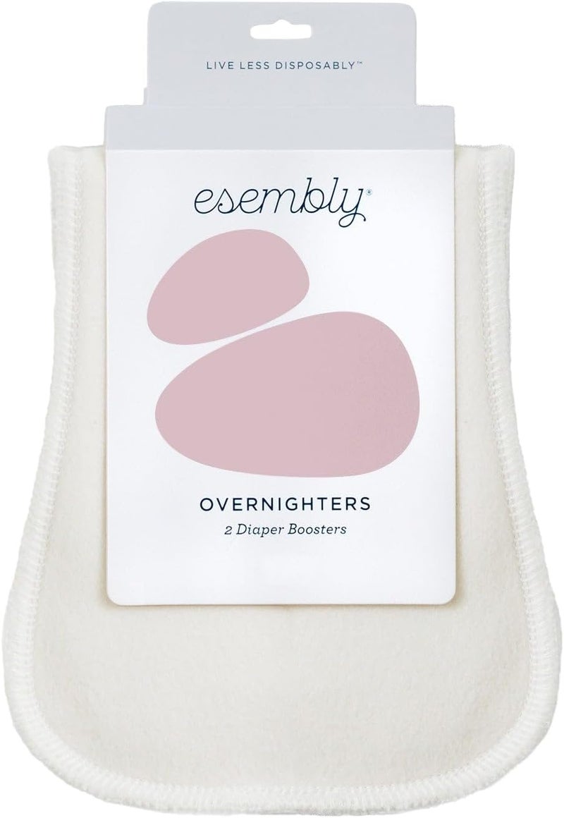 Esembly Overnighters – Organic Cotton Cloth Diaper Booster Inserts with Stay-Dry Fleece – Reusable Nighttime Absorbency Doublers for Heavy Wetters – One Size, Pack of 2 - Image 1
