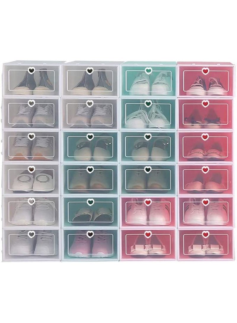 GT-Wheel Clear Plastic Shoe Storage Transparent Stackable Organizer box (Mixed-24PCS) - Image 1