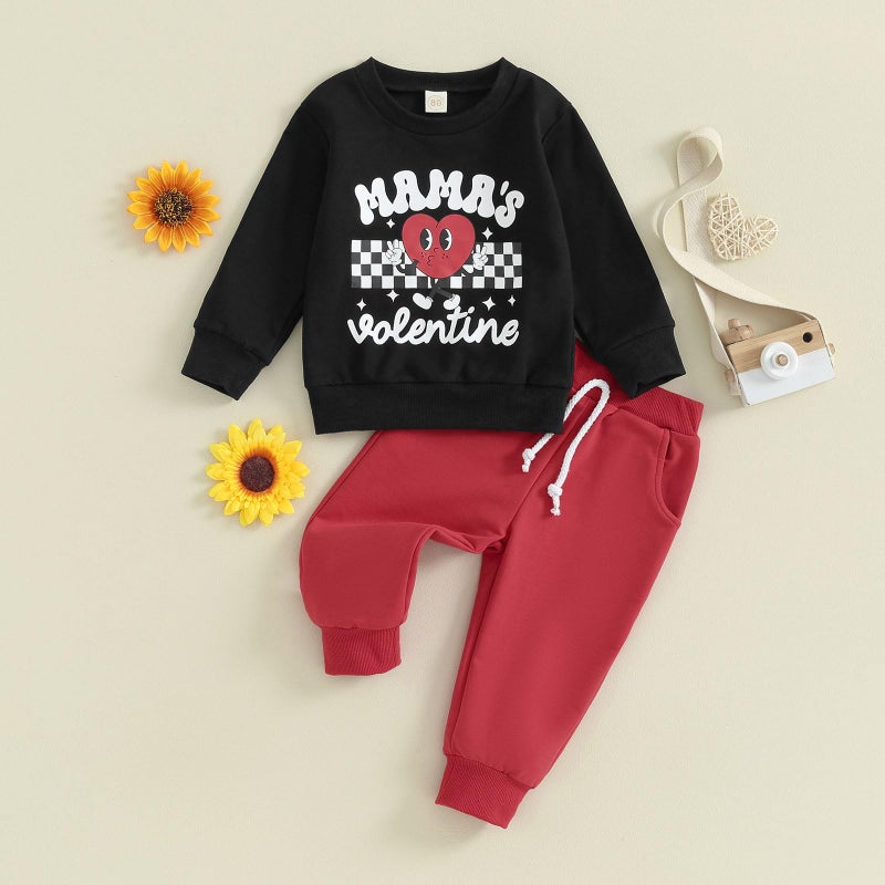 Thorn Tree Toddler Boys Girls Clothes Mama's Valentiens Sweatshirt Long Pants Spring Winter Unisex Baby Outfits - Image 2