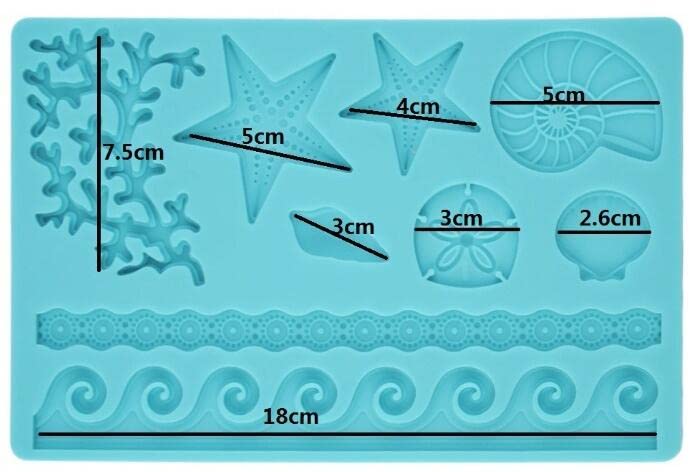 Elinka Seaweed Seashell Coral Conch Starfish Silicone Mold,Marine Theme Fondant Mold for Chocolate Candy Cake Decoration Polymer Clay Cupcake Cookie Jelly Sugar Craft - Image 2