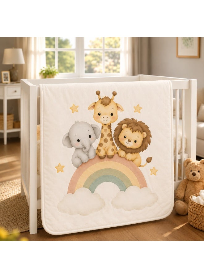 snooze Baby Bedding Set 2Pcs – Printed Quilt with Matching Pillow, 90x110 cm, little zoo design - Image 2