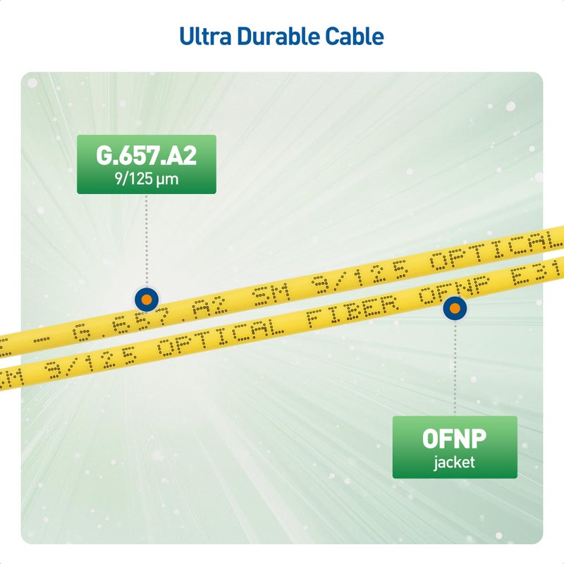 Cable Matters 10Gbps OFNP Plenum Fiber Optic Internet Cable - 6.6ft / 2m, SC APC to SC APC OS2 Single Mode Simplex Optic Cord, Compatible with Verizon Fios and AT&T Fiber ONT Replacement Cable - Image 5