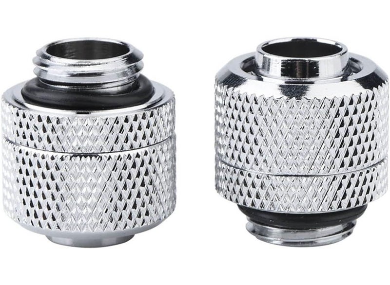 Plated Tube Connector Durable Brass Fitting For PC Water Cooling G1 4 Thread 2PCS Silver For 9 5mm 12 7mm Tube Size - Image 1