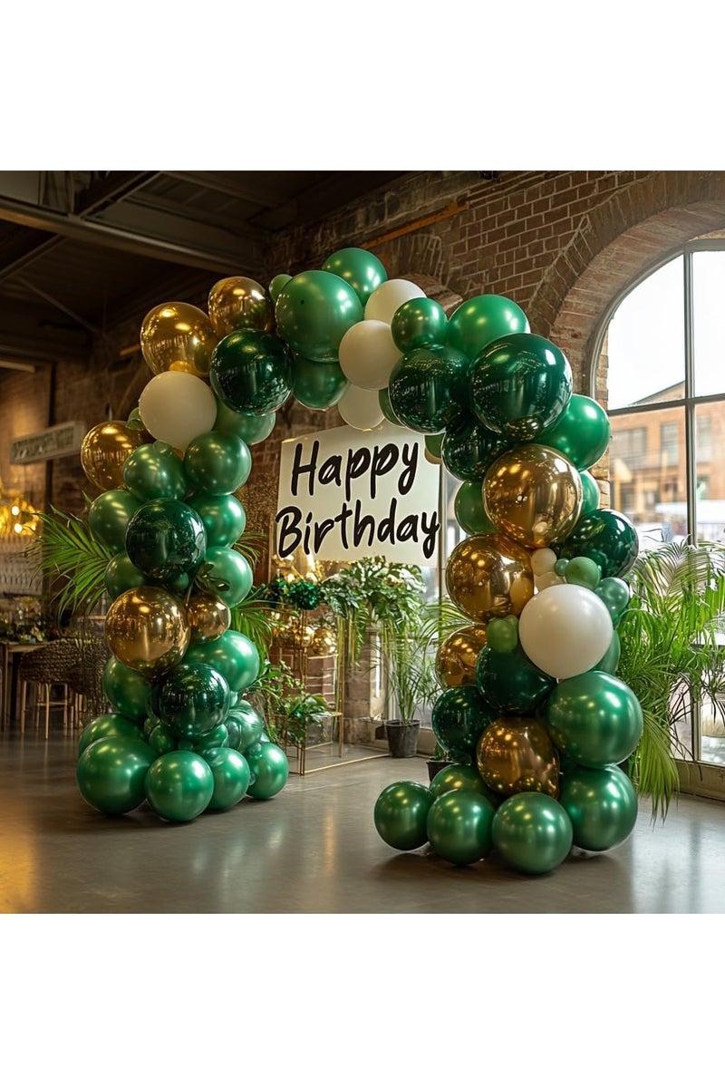 100 Pack Of 50 Green and 50 White 12 inch Round Helium Balloons for Dark Green And White Suitable For National Day Themed Wedding Graduation Anniversary Birthday Party Decorations - Image 2