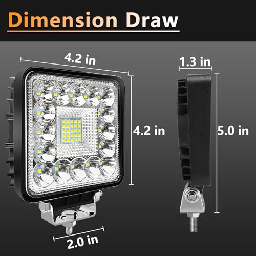 SAN YOUNG LED Tractor Work Lights, 4 Inch 120W 10000lm LED Pod Lights 12V 24V Cube Off Road Light Square for Service Tow Truck ATV UTV RV RZR Boat Pickup Golf Cart Snow Blower, 10Pack - Image 2
