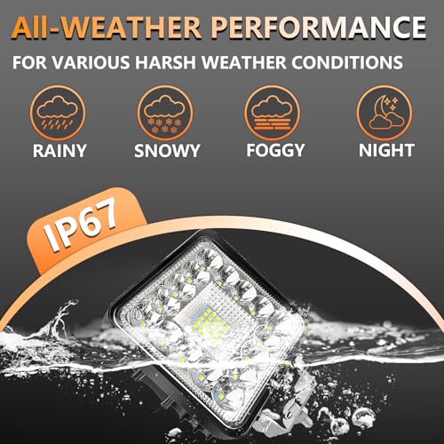 SAN YOUNG LED Tractor Work Lights, 4 Inch 120W 10000lm LED Pod Lights 12V 24V Cube Off Road Light Square for Service Tow Truck ATV UTV RV RZR Boat Pickup Golf Cart Snow Blower, 10Pack - Image 3