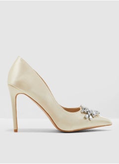 Satin Court Shoe With Embellishment