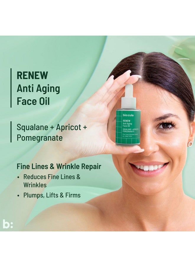 Biocule Renew Anti Aging Face Oil With Sugar Squalane Apricot & Pomegranate Oils Natural Facial Oil For Fine Lines & Wrinkle Repair Lightweight & Fast Absorbing Suitable For All Skin Types 15Ml - Image 3