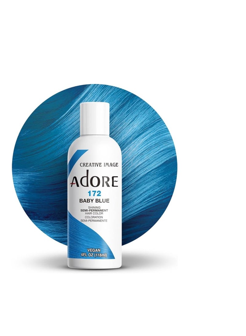 Adore Semi Permanent Hair Color - Vegan and Cruelty-Free Hair Dye - 4 Fl Oz - 172 Baby Blue (Pack of 1)