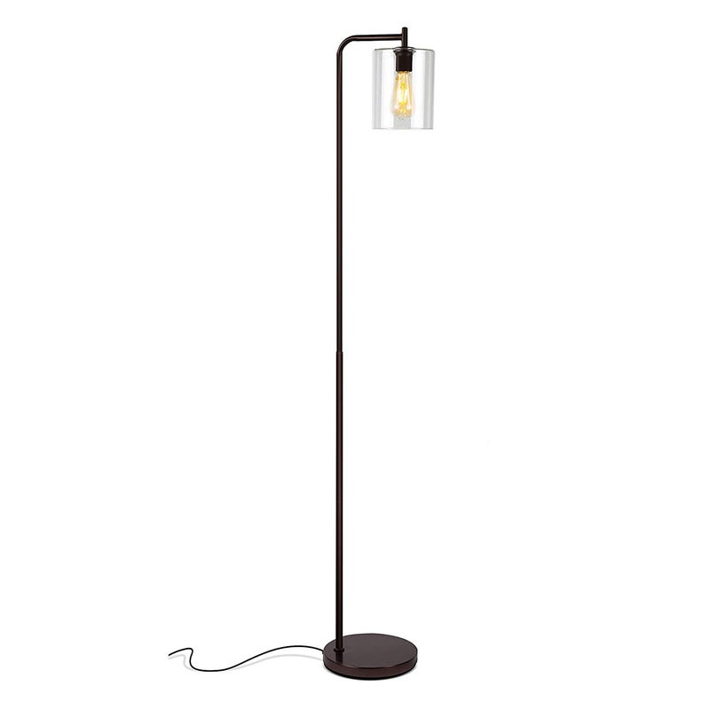 Brightech Elizabeth LED Floor lamp, Tall Lamp with Glass Shade & Edison Bulb, Industrial Lamp for Living Rooms & Offices, Vintage Standing Lamp for Bedroom in Farmhouse or Rustic Style - Bronze - Image 1