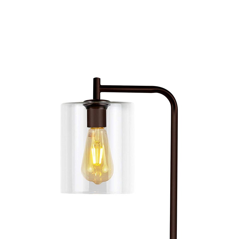 Brightech Elizabeth LED Floor lamp, Tall Lamp with Glass Shade & Edison Bulb, Industrial Lamp for Living Rooms & Offices, Vintage Standing Lamp for Bedroom in Farmhouse or Rustic Style - Bronze - Image 2