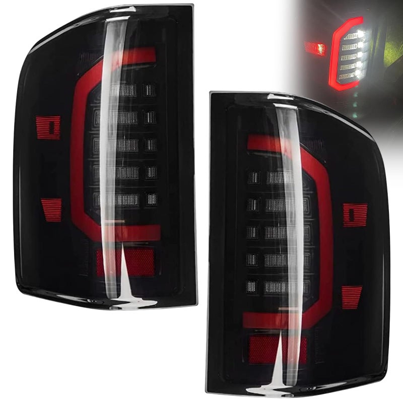 WonVon LED Tail Lights Compatible with 20072013 Chevy Silverado 1500 20072014 Silverado 2500 HD3500 HD LED Tube Rear Light Lamp Dark Smoke Replace A Pair