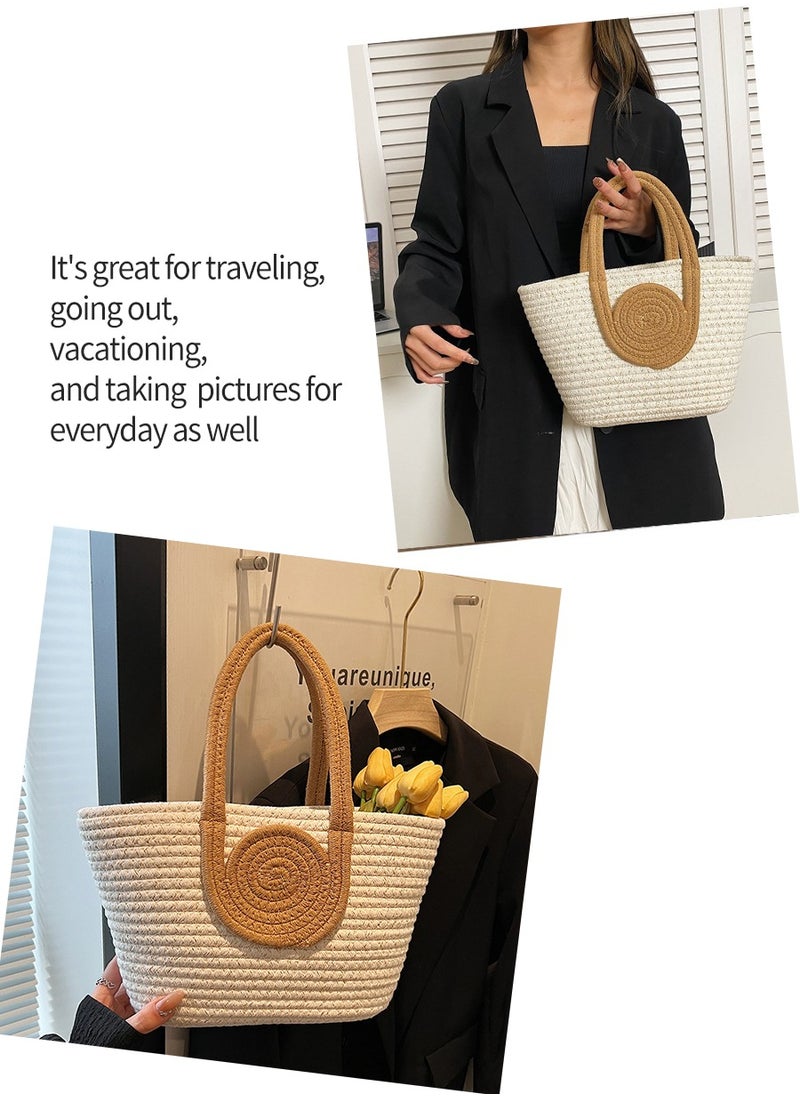 Beirui Gift bag,Cotton Thread Woven Tote Bag,Fashion Shopping Bag,Fashion Storage Bag,Suitable for Gift,Shopping,Clothes Matching,Dining Bag,Outdoor Excursion  - Image 5