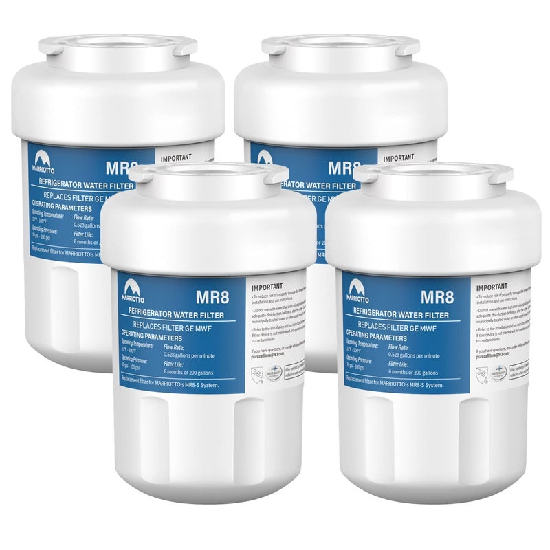 Marriotto Water Filters For Ge Refrigerators Smart Water Filters For Refrigerators Nsf 42 Certified Cartridges Compatible With Mwf Mwfa Mwfp Gwf Gwfa 46-9991 Hdx Fmg-1 Wfc1201 4 Pack - Image 1