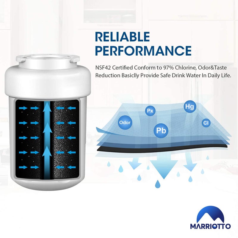 Marriotto Water Filters For Ge Refrigerators Smart Water Filters For Refrigerators Nsf 42 Certified Cartridges Compatible With Mwf Mwfa Mwfp Gwf Gwfa 46-9991 Hdx Fmg-1 Wfc1201 4 Pack - Image 5
