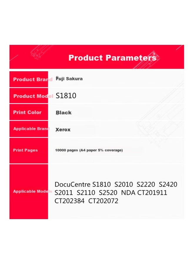 Fusica S1810 Toner Cartridge Compatible With Xerox Docucentre S2011 S2520 S2010 S2220 S2420 Printers Ct84 Pages: 10,000 Black - Image 1