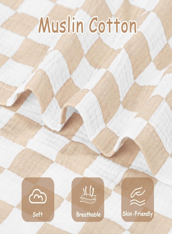 DILIMI Baby Lounger Covers, 2 Pack Muslin Newborn Lounger Cover, Soft Comfortable Removable Infant Pillow Slipcover for Girl and Boy, Beige & Brown Checkered (Lounger not Included) - Image 2